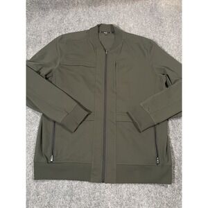 Public Rec Jacket Mens 2XL Green Full Zip Bomber Lightweight Stretch Nylon Blend